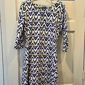 Hatley Blue White Zig Zag Cotton Knit Dress Size M